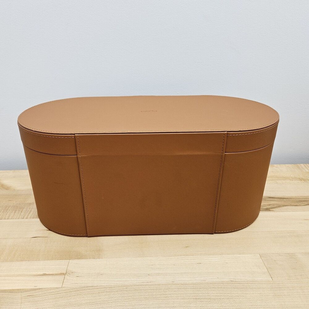 DYSON Airwrap Styler LARGE Brown Cognac Leather Storage Box Hard CASE ONLY - Picture 9 of 11